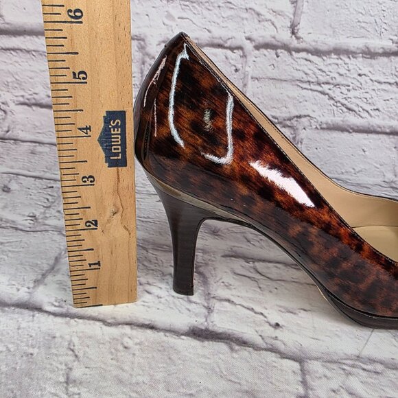 Cole Haan Womens Carma Peep Toe Heels Sz 8 B Patent Leather Tortoise Air Sole - Picture 12 of 14